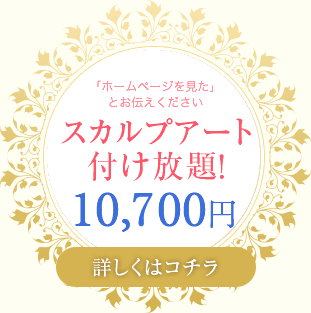 「ホームページを見た」とお伝えください。スカルプアート付け放題！10,400円　詳しくはコチラ